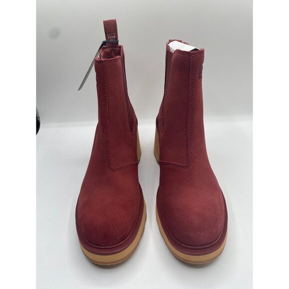 Sorel Women's Brown Hi Line Heel Round Toe Slip On Chelsea Boots NWB - Picture 2 of 7